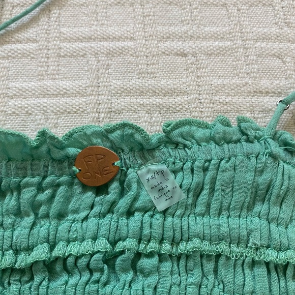 Free People green ruffle tank top. - Picture 7 of 8